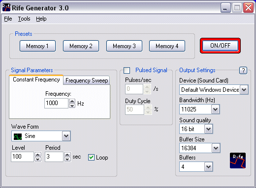 Rife Generator Screenshot